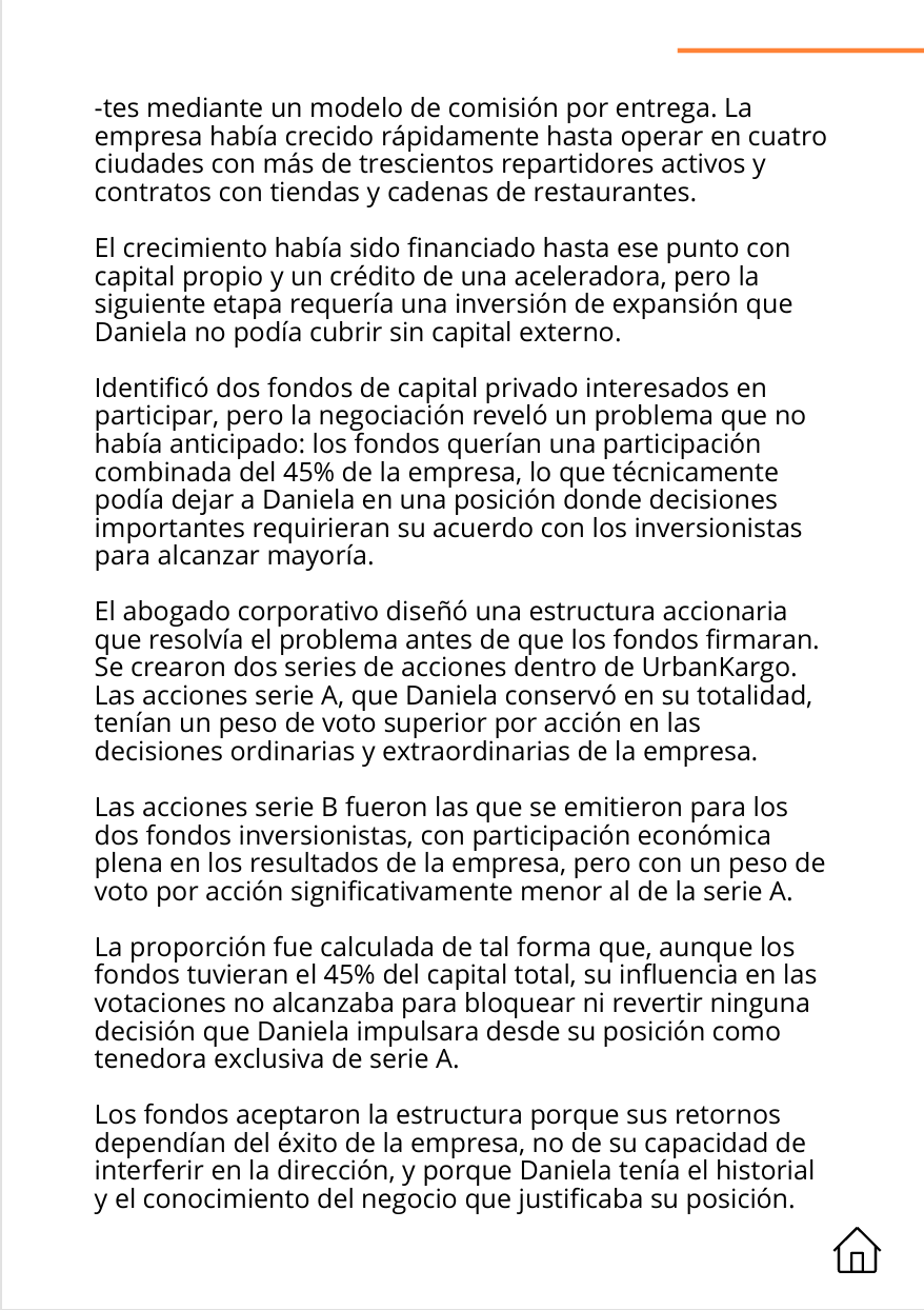 Caso de estudio de una empresa de logística que emitió acciones serie A y serie B para admitir fondos con el 45% del capital sin ceder el control de las votaciones.