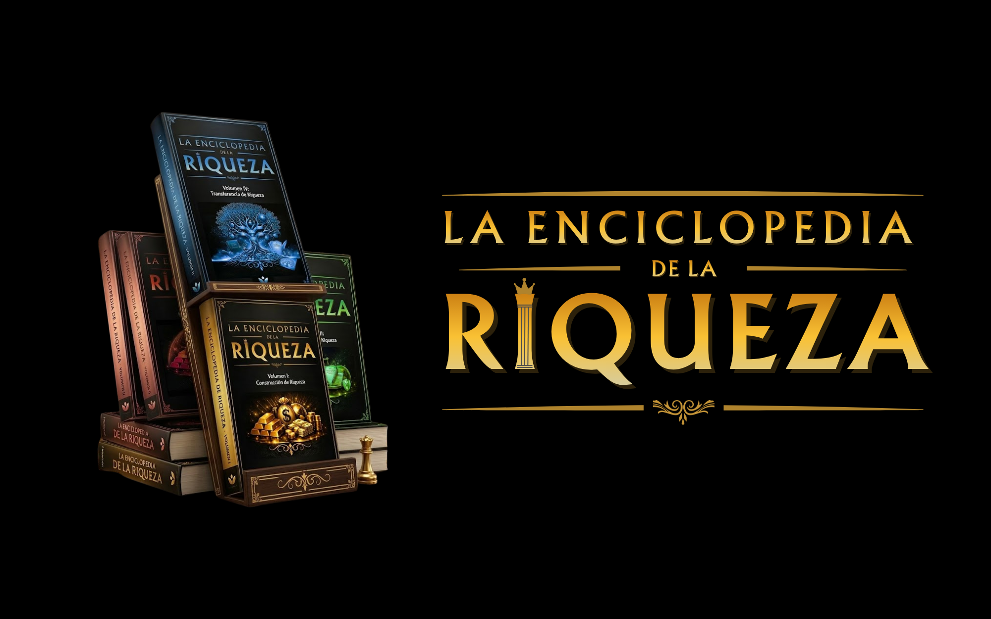 La Enciclopedia de la Riqueza — los cuatro volúmenes de la colección.